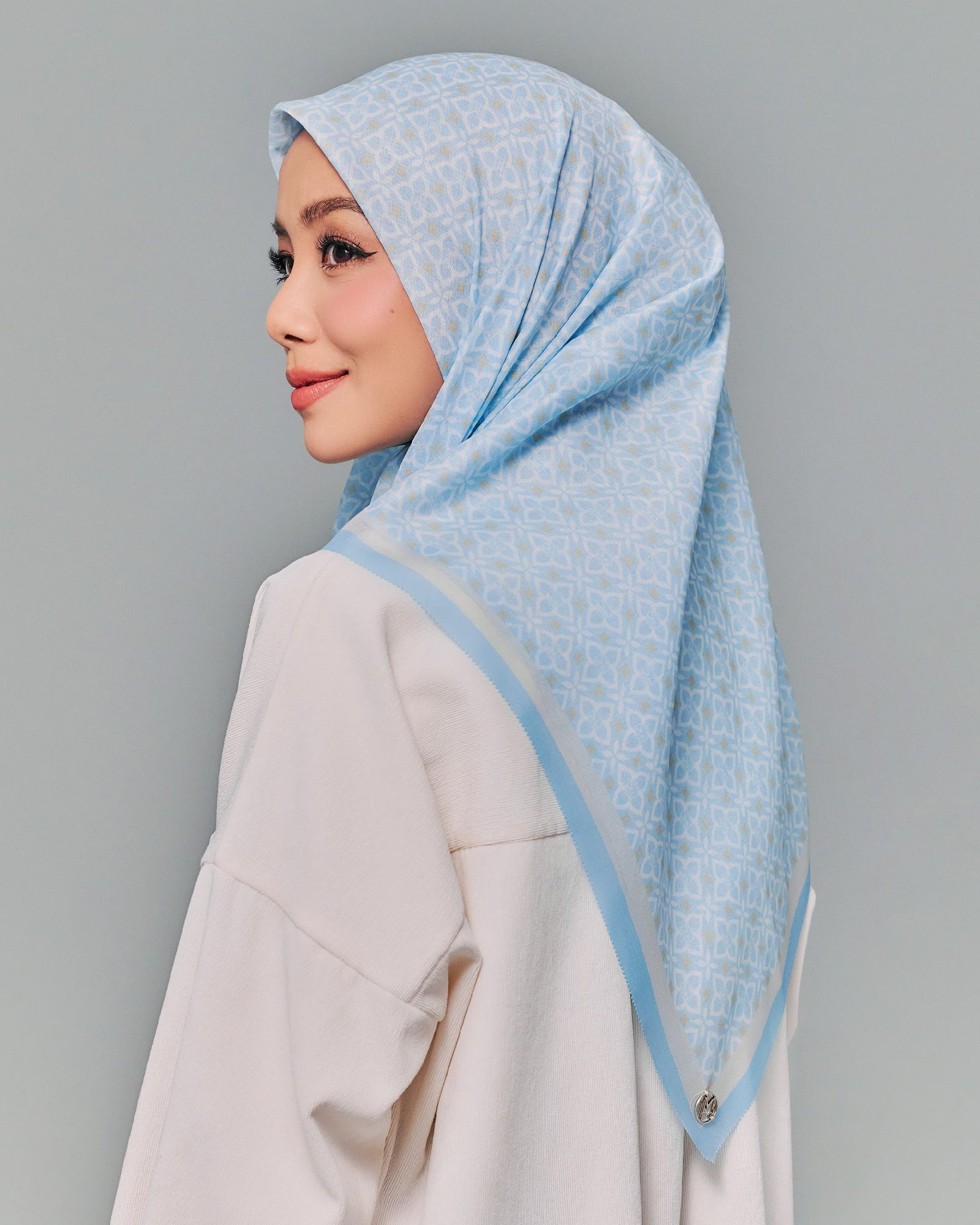 Clover Voile Square - Cerulean