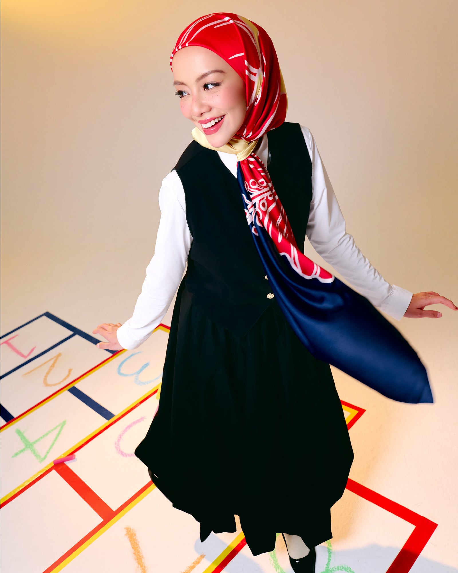 Semarak Satin Square - Biru Kuning