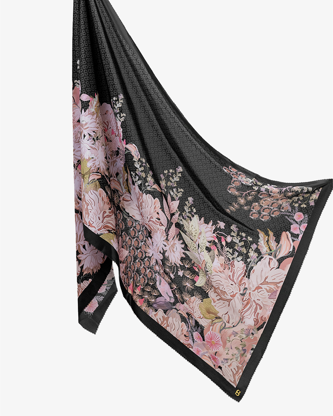 The Gardenia Satin Shawl - Black Dahlia