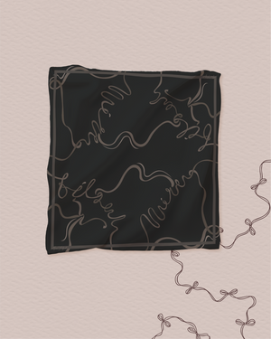 Petite Bow Satin Square - Black