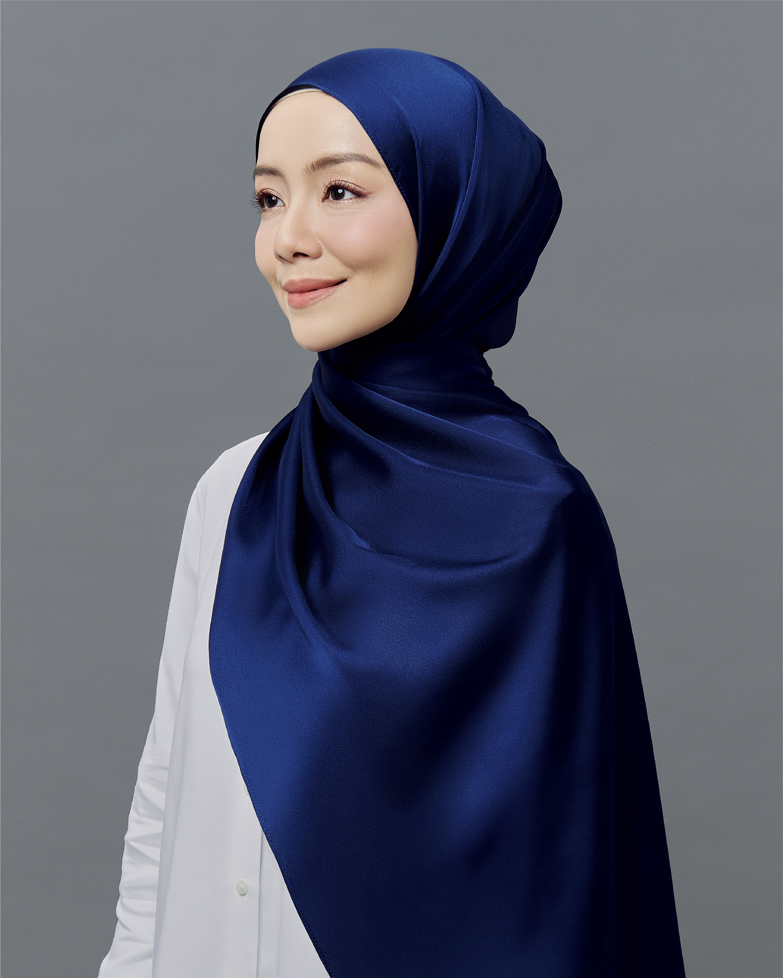 MF Matte Satin Shawl - Navy