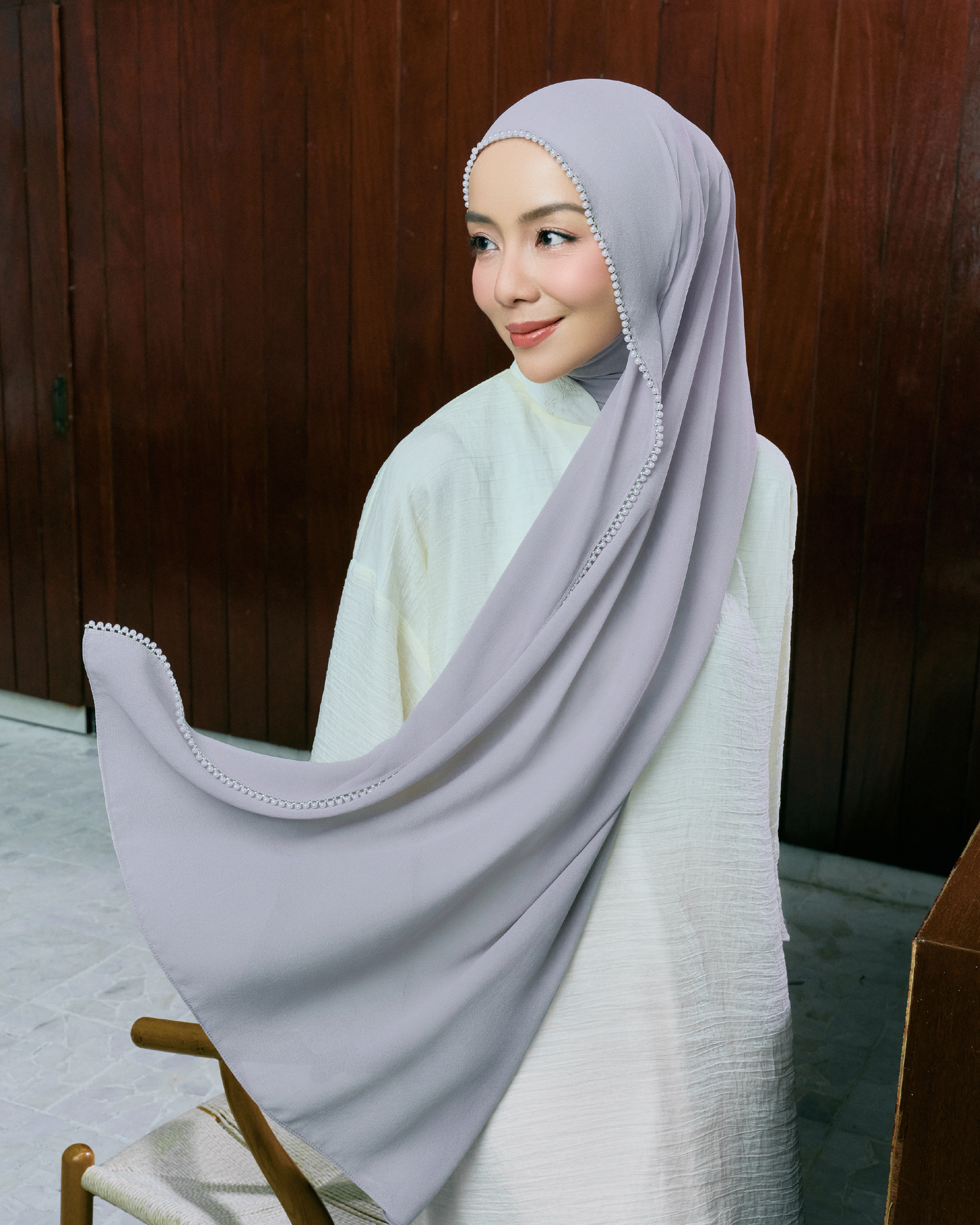 Suri Beaded Shawl - Dusty Purple