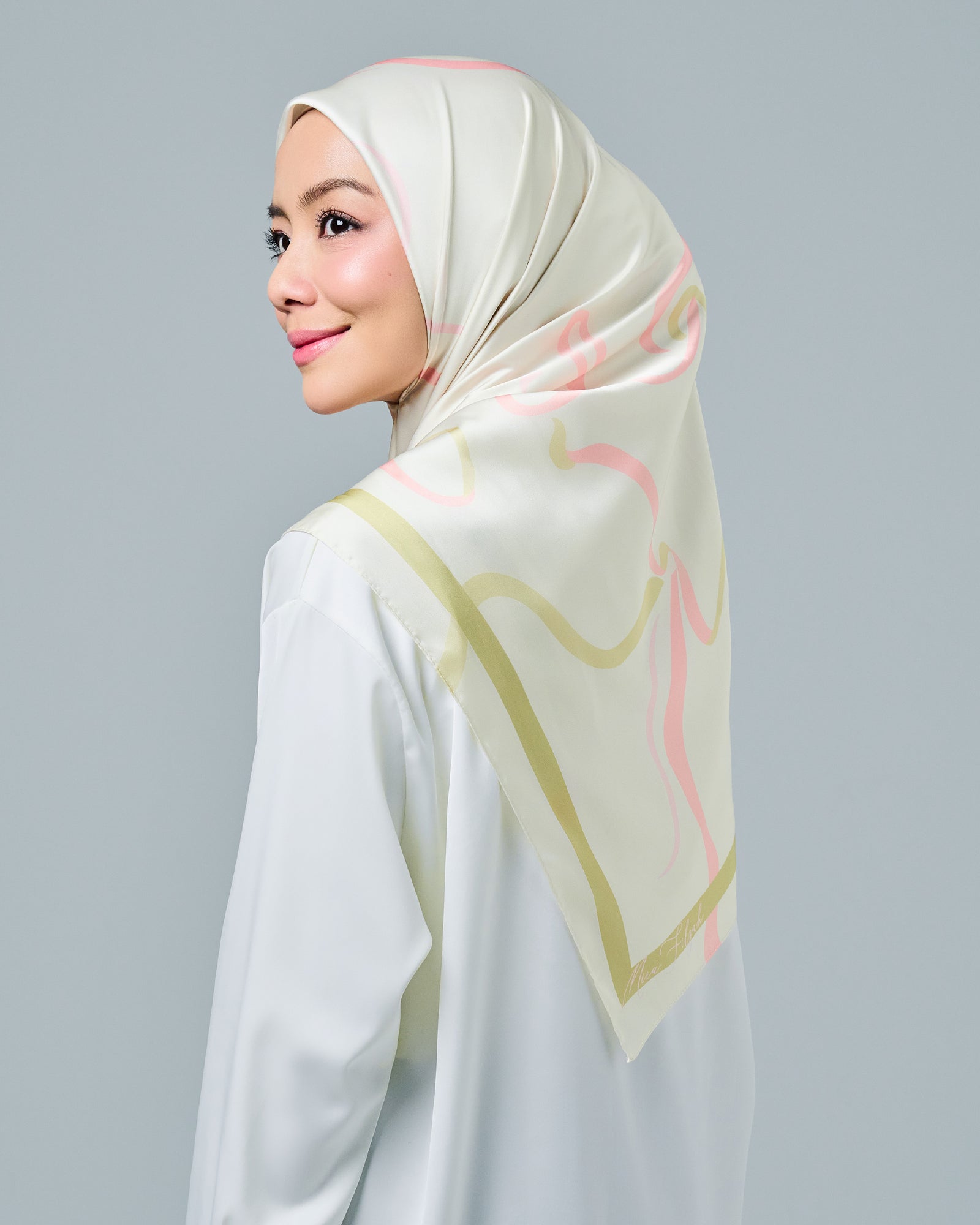 Petite Bow Satin Shawl - Olive Green
