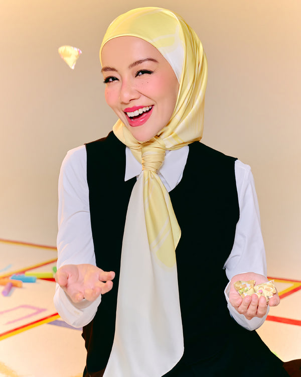 Semarak Satin Square - Kuning - Mira Filzah