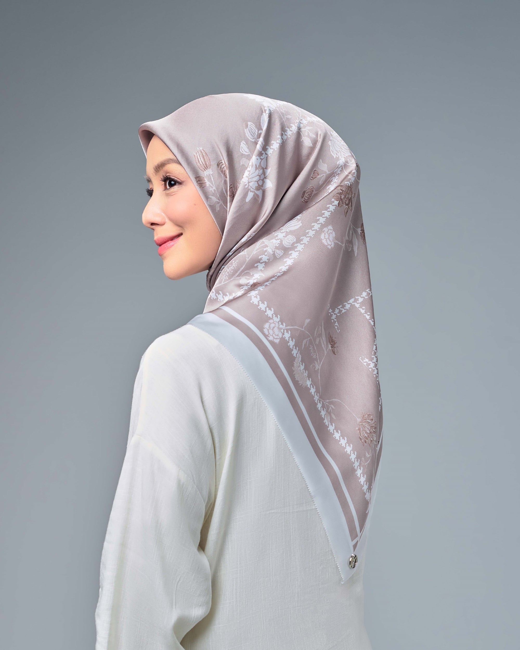 Mira Filzah Anniversary Satin Square - Khaki