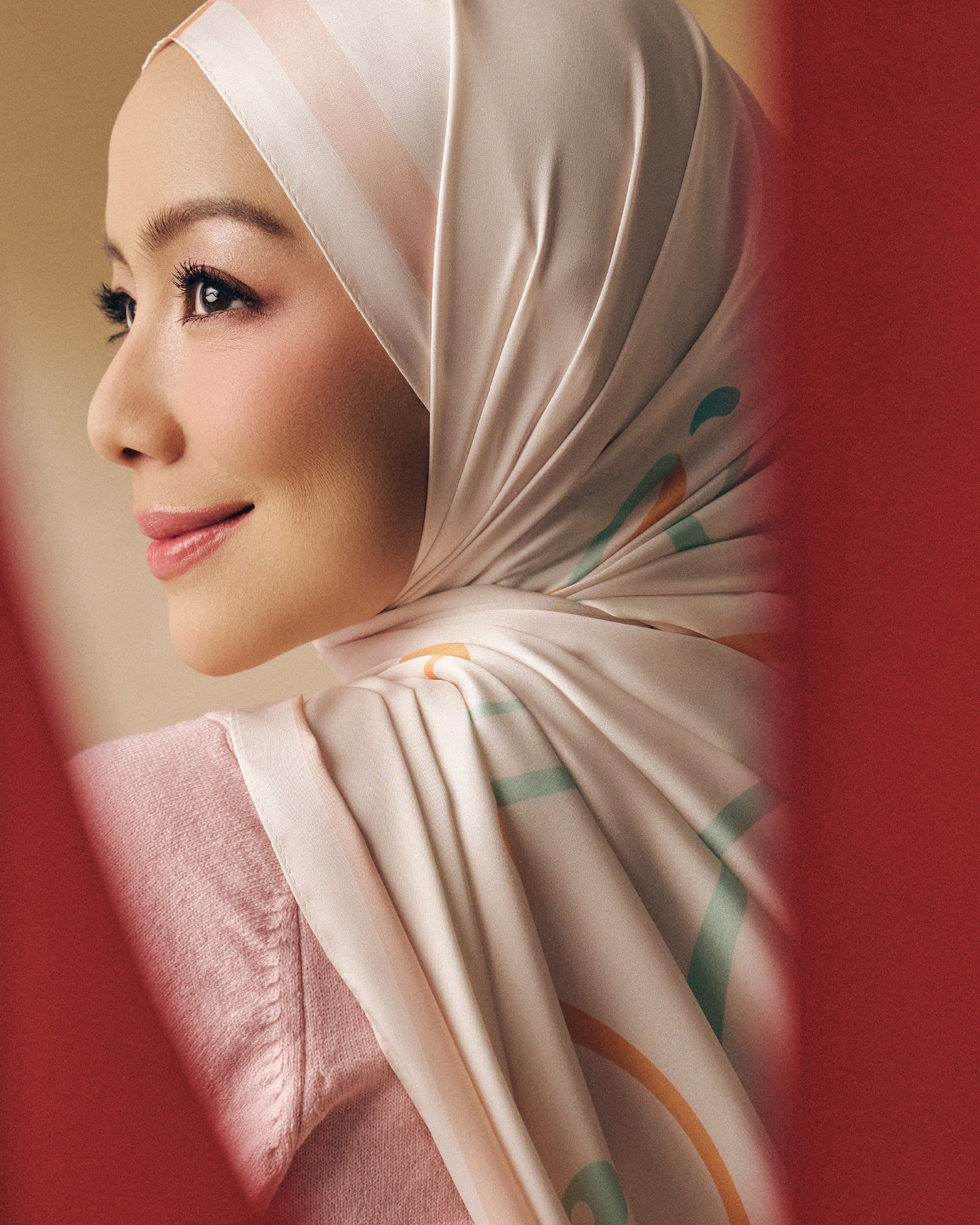 Petite Bow Satin Shawl - Orange